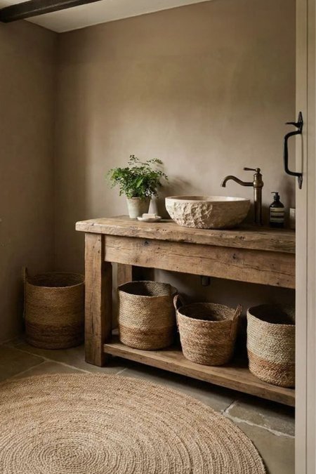 مغسلة خشب ريفي